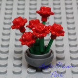 NEW Lego Friends Minifig SILVER FLOWER POT Red Rose Roses Flowers Green Plant Roses