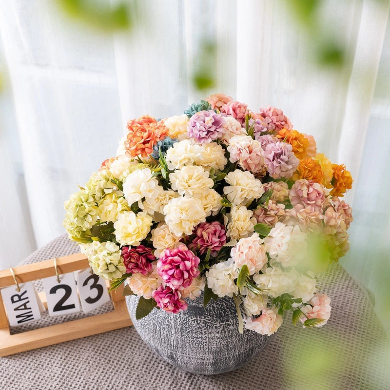 10 Heads Artificial Hydrangea Flowers Silk Wedding Bouquet Party Home Xmas Decor Hydrangea