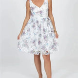 Maeve Anthropologie Peony Womens White V-neck Floral Chiffon Dress Size 4 Peony