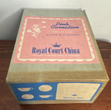 Vintage Royal Court Pink Carnations Demitasse 2 Cups & 2 Saucers Carnation