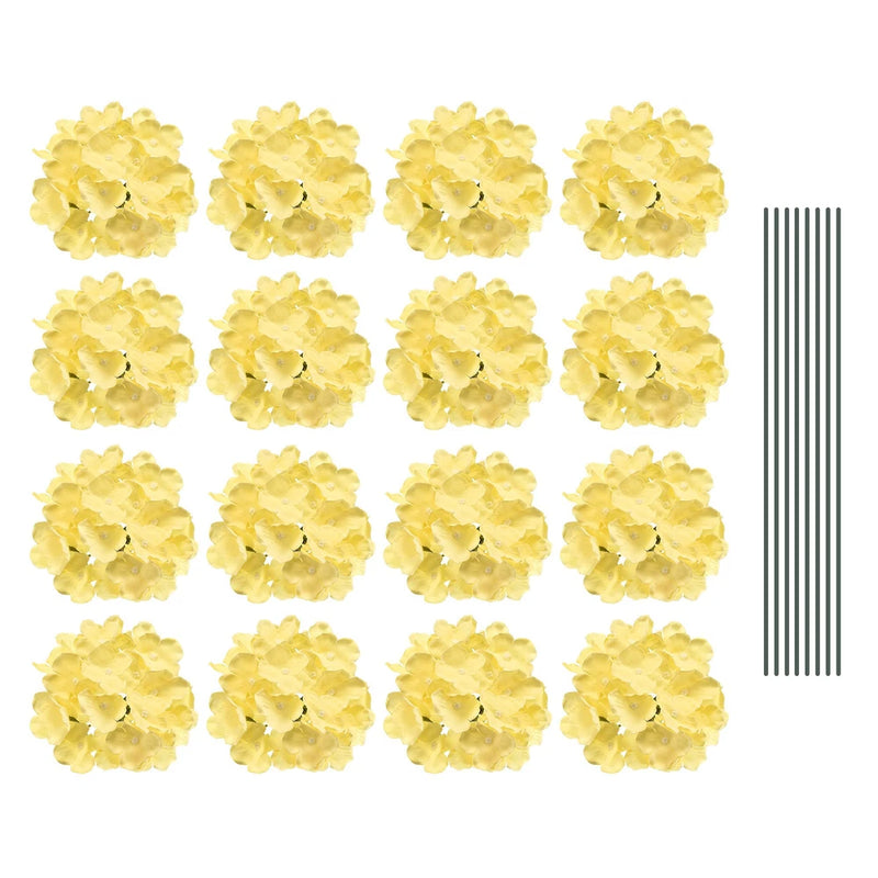 Artificial Flowers DIY Silk Fake Hydrangea Flowers with Stems 6" Yellow 30 Set Hydrangea