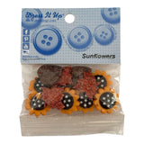 Dress It Up Sunflowers 11 Buttons - Fall Flower Polka Dot Glitter Leaves 006 Sunflower