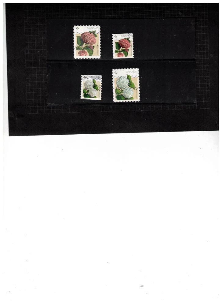 CANADA 2015 FLOWERS - HYDRANGEAS  SET of 4 cat #2897+  $6.00  USED  BK 451b Hydrangea