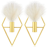 Gold Metal Wall Planter with Artificial Pampas Set of 2 Pampas Grass