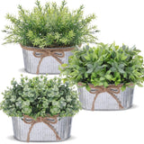 3 Pack Spring Mini Potted Artificial Eucalyptus Fake Plants Farmhouse Galvani... Green Plant