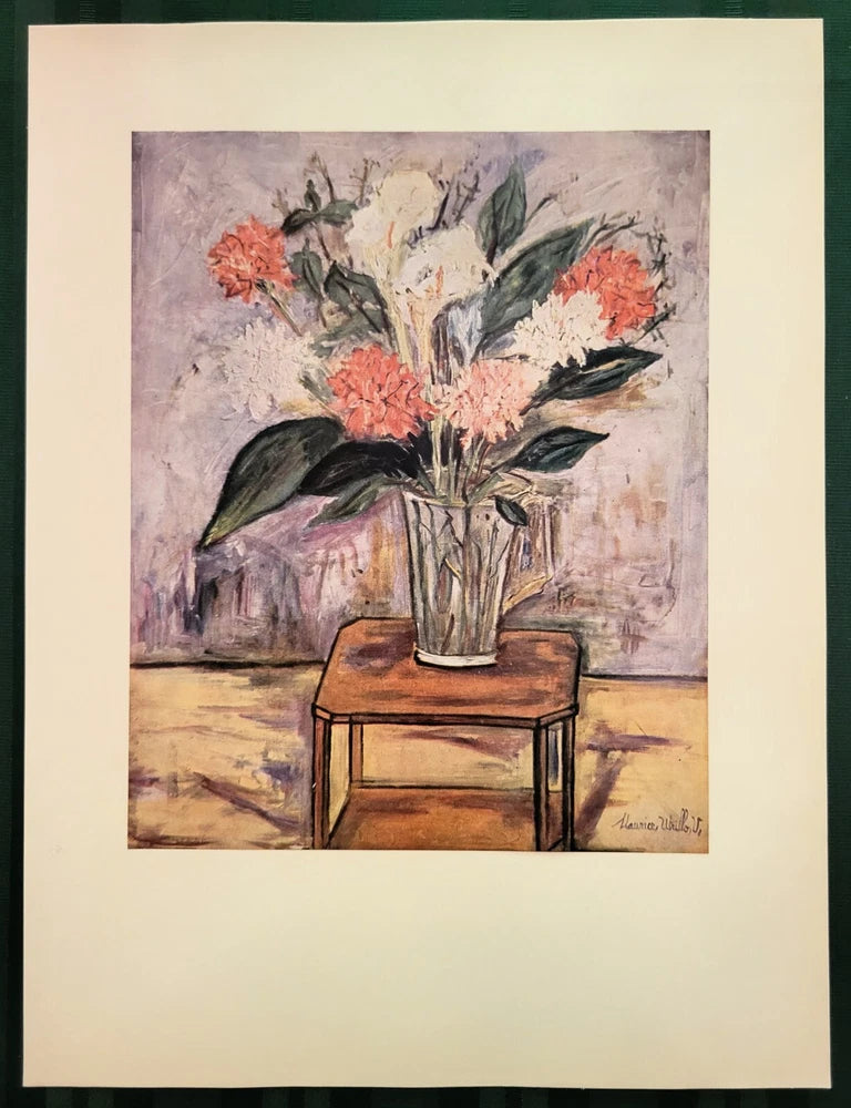 MAURICE UTRILLO Carnations and Lilies FLOWER STILL LIFE Lithograph Print 1952 Lily
