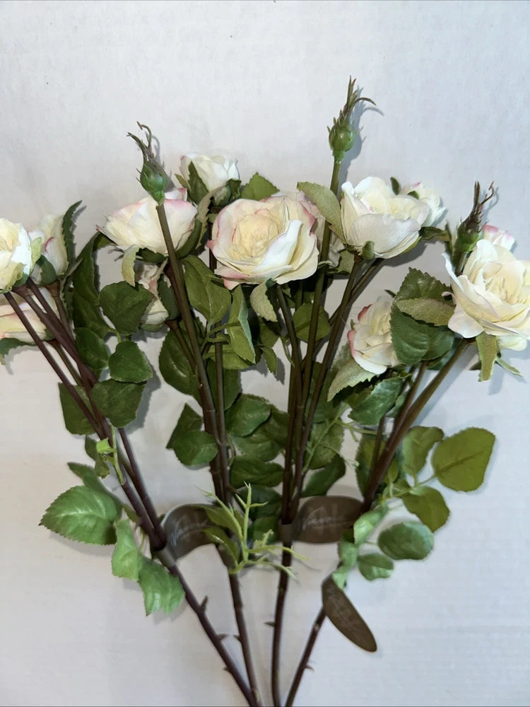 FOUR-Winward Champagne Rose Floribunda 19Ó Faux Florals NEW Ranunculus