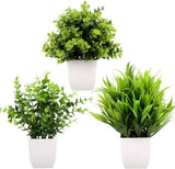 GREENTIME 3Pack Mini Fake Plants in Pots Artificial Plastic White-natural Green Plant