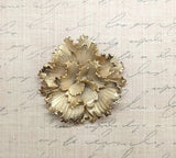 Vintage Lisner Brushed Gold Tone Floral Carnation Brooch Lapel Pin Carnation