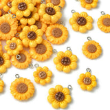 40x Resin Sunflower Pendant Flower w/ Loop for Jewelry Necklace Earring Bracelet Sunflower