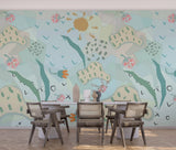 3D Sun Flower Watercolor Pattern Self-adhesive Removable Wallpaper Murals Sunflower