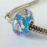 Hydrangea Flower Lampwork Murano Glass 925 Sterling Silver European Bead Charm Hydrangea