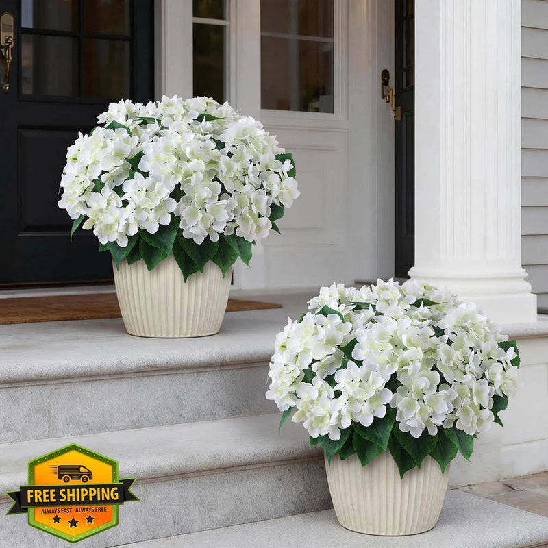 FOTEEWL 16 Bundles Artificial Hydrangea Flowers Outdoor White Silk Hydrangea