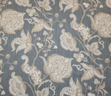 Lawrence in Slate BTY Richloom 100% Cotton Slub 54" Wide Floral Flowering Plants
