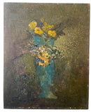 Jacques Van Den BUSSCHE Signed - Rare Modernism Symbolism Oil Painting - Floral Ranunculus
