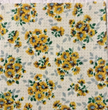 CHEERY Vintage 1940s feedsack fabric piece 9x9" yellow floral Flowering Plants