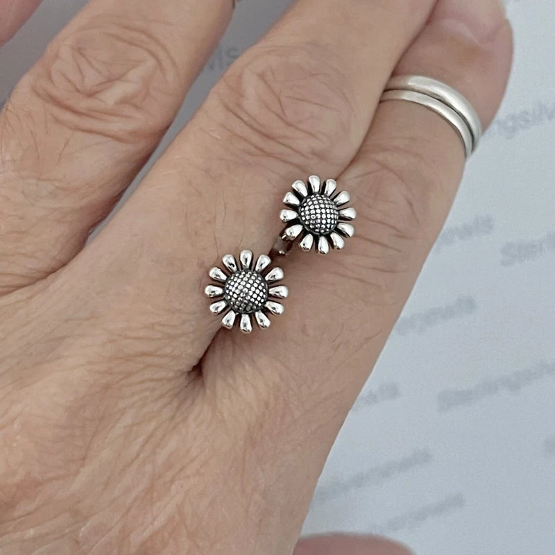 Sterling Silver Gerbera Daisy Earrings, Silver Stud Earring, Sunflower Earrings Sunflower