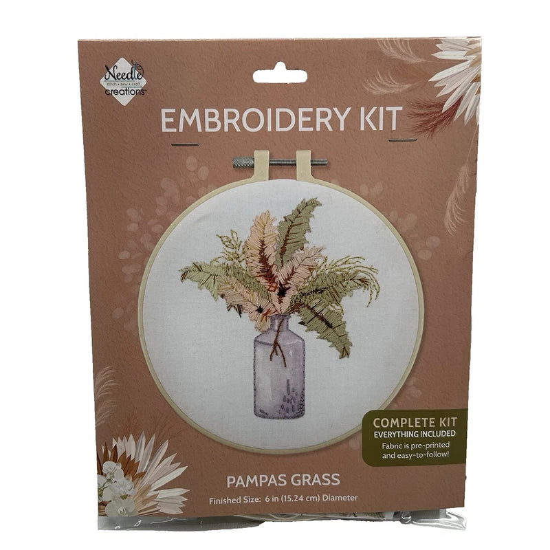 Needle Creations Pre-Printed Fabric Embroidery Kit Pampas Grass NC-EMBRF-PAMPAS Pampas Grass