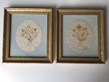 Vtg 2 Framed Wall Art Pictures Dried Pressed Flowers Signed French Cottage 1998 Dried Flower