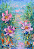 Original Art, Impasto Art, Water Lilies flowers, Lilies flowers, Floral oil art Lily