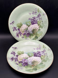 2 Vtg Side Salad Dessert Plates Green Hydrangea Purple Flowers Imperial Germany Hydrangea
