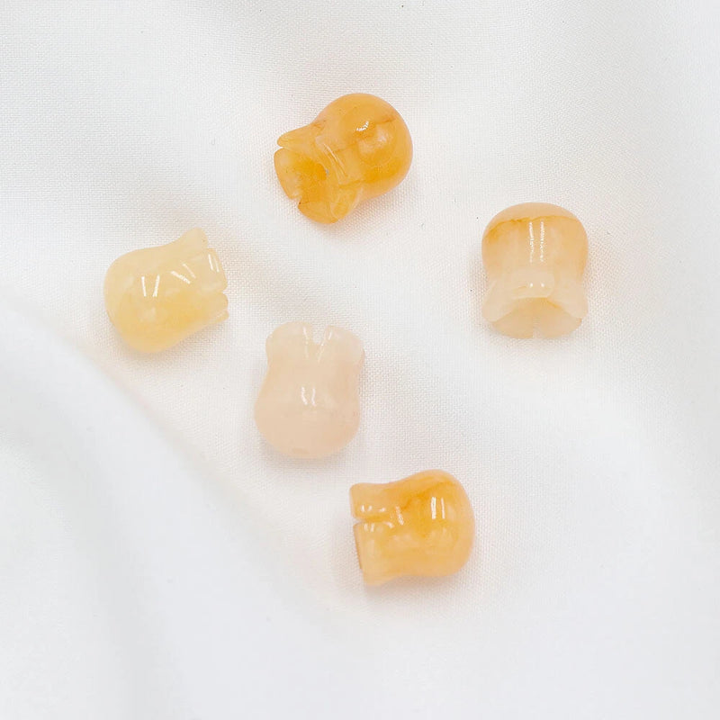 20pcs Natural Yellow Jade Stone Lily of The Valley Flower Pendant Beads DIY Lily