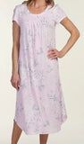 Nwt $59 Miss Elaine Pink FLORAL BOUQUET Cap Sleeves 46" LONG Ballet Nightgown L Bouquet