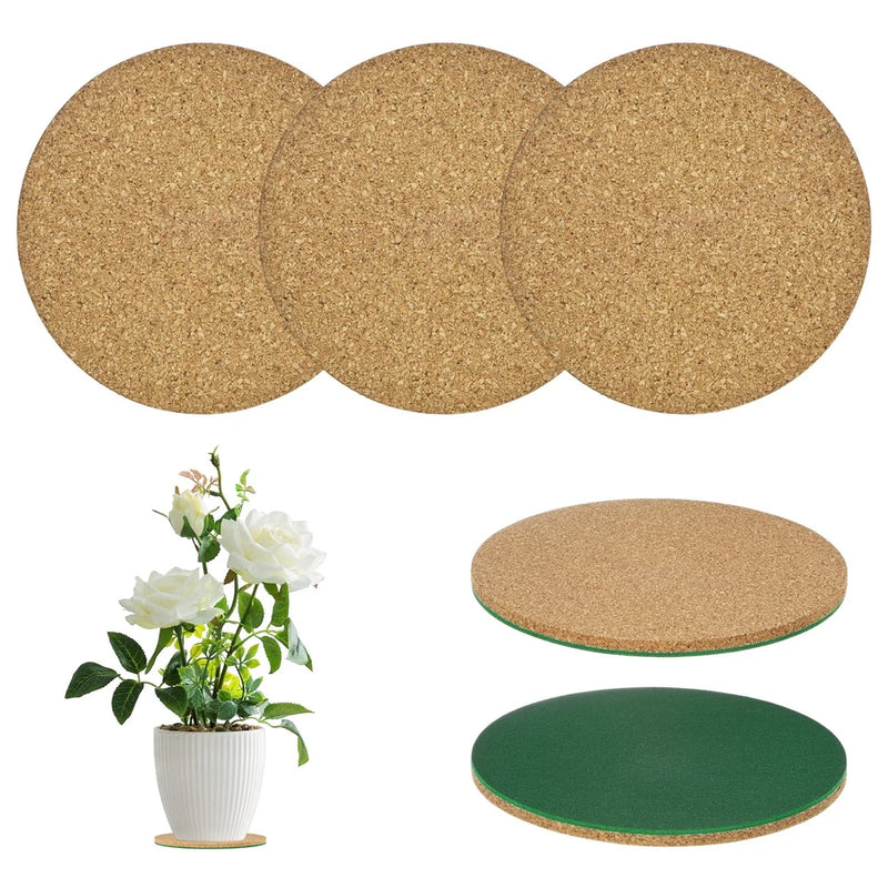 3-Pack 4 Inch Double Layers Cork Plant Coasters for Garden [Green, Wood Tone] Garden Plants