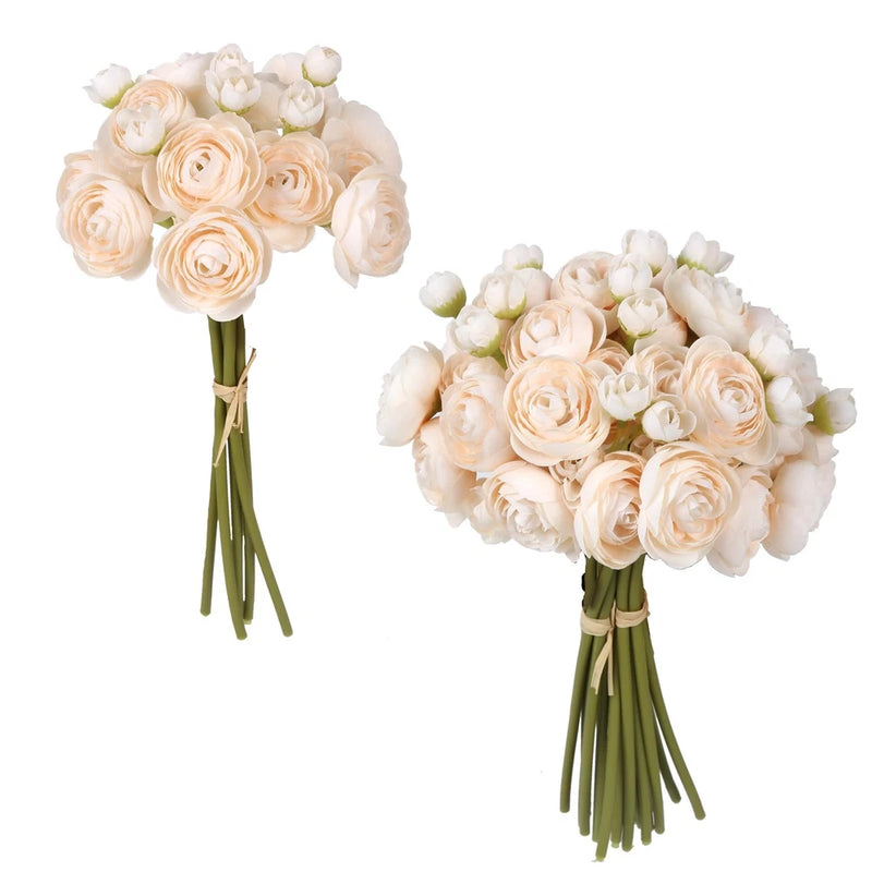 Ranunculus Artificial Flowers 2 Bouquets Mini Cream Fake Flowers 12PCS Small ... Ranunculus