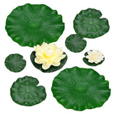 1-Set Artificial Foam Lotus Flower with Water Lily Pad, 4/7/11" [Cream White] Lily