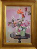 Edouard MacAvoy Orange Roses Carnations Oil Painting P10 Signed French Carnation