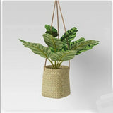 Threshold Grass Woven Base Faux Hanging Plant Dark Green 16"High Approx. New! Green Plant