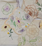 Lot of 5 Vintage Applique Floral Hankie Handkerchiefs Daisy Rose Carnation Carnation