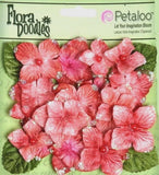 Hydrangeas GERANIUM PINK 22 flower & leaf mix VELVET GLITTER 20-30mm Petaloo O Hydrangea