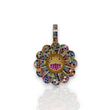 Flower "Sunflower" Pendant Cz Pendant - 14K Yellow Gold Sunflower