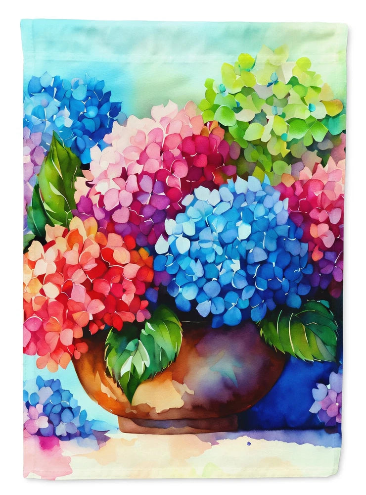 Caroline's Treasures Hydrangeas in Watercolor House Flag DAC1576CHF Hydrangea