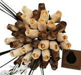 50 Year Anniversary Gold White Flower Bouquet The Original Wooden Rose 1,2,3 Doz Green Plant