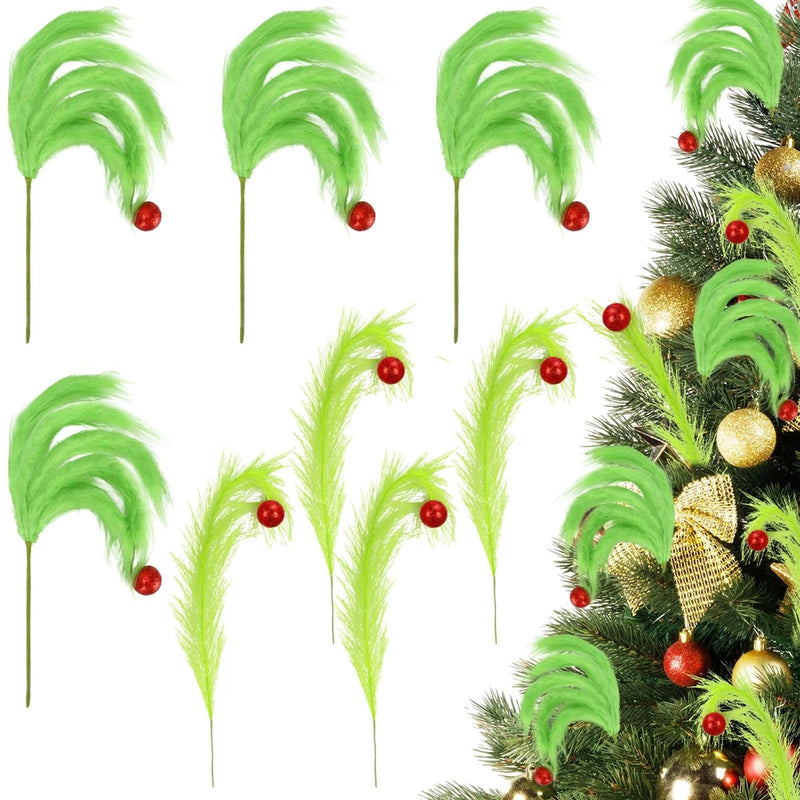8 Pcs Christmas Tree Topper, 17 Inch Lime Green Christmas Tree Ornament, Gree... Pampas Grass