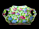 VINTAGE J KENT (NO GLOBE) CHINTZ LONGTON "HYDRANGEA" CANDY DISH - ENGLAND Hydrangea