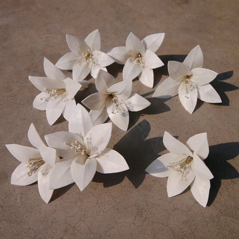 8 Lily Artificial Sola Wood Flower Diffuser Flowers 10 cm Dia. For Craft Carnation
