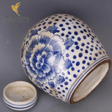 15.5CM Collect Chinese Blue and White Porcelain Peony Flower Tea-leaves Pot Peony