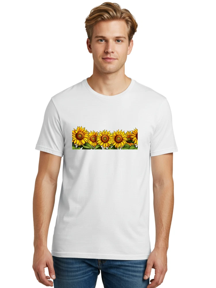 Sunflowers-4 Mens Graphic Tee, 100% Cotton, Casual Summer Wear Sunflower