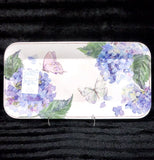 Shabby Chic Hydrangea Blue White Melamine 15" Serving Tray Spring Summer Lilac Hydrangea