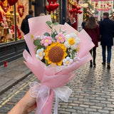 DIY Wrapping Bouquet Crochet Flower Sunflower Rose For Graduation Wedding Gift Bouquet