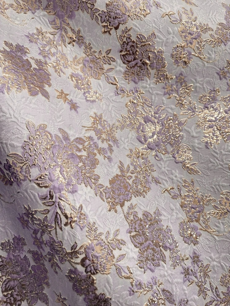 LILAC GOLD Floral Brocade Fabric (60 in.) Sold By The Yard Flowering Plants