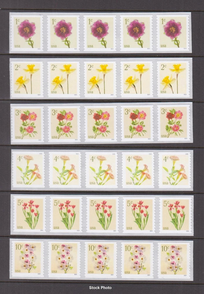 US Postage - 2024 - 2026 Flower coils - 5902 - 5906, 6045 Tulips, Peonies, etc. Peony