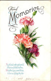 1916 Vintage Carnation Flower Postcard Fond Memories Sent from Nebraska Carnation