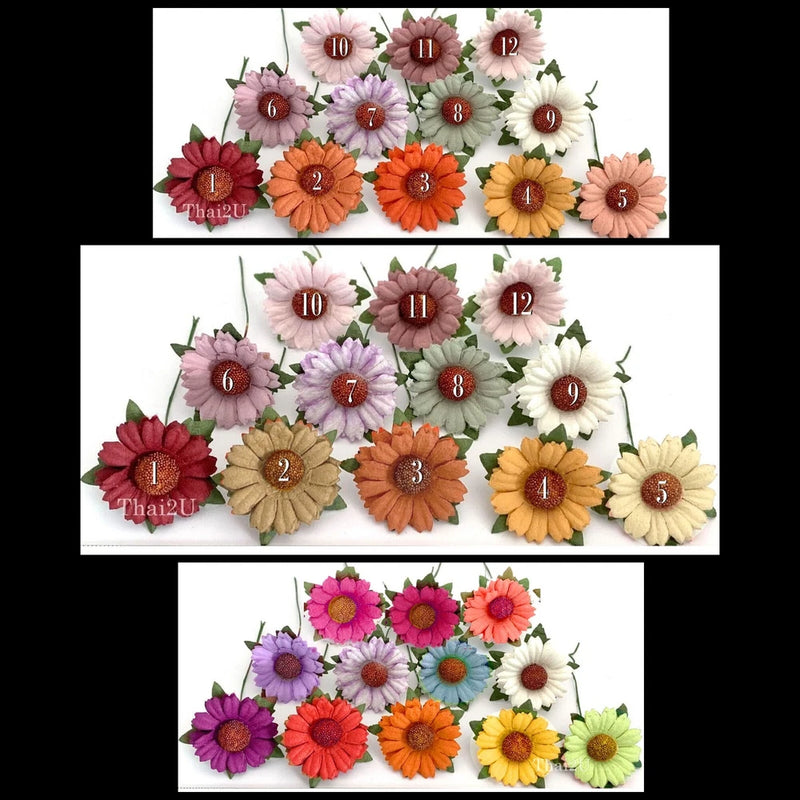 Singapore Daisy 1" or 2.5 cm Mixed 12 Colors 60pcs Paper Craft flowers (D2B) Daisies