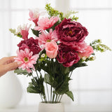 22" Mauve and Pink Artificial Rose and Peony Floral Bush Peony