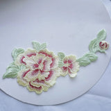 2X Water-soluble Embroidery Patches Peony Flower Cloth Appliques Decor Accessory Peony